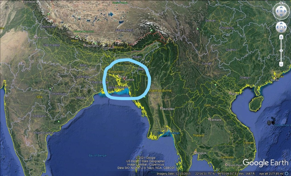 Map of Bangladesh.