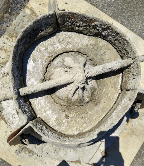 Concrete drying in a mold.